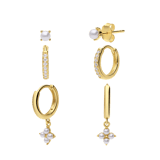 Zilveren goldplated oorringen met parel  voor dames