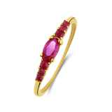 Ring im Vintage-Stil aus Edelstahl, vergoldet, mit fuchsiafarbenem Zirkonia