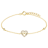 Zilveren goldplated armband met hanger hart infinity zirkonia