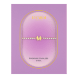 Stainless steel goldplated fantasiearmband met letterhanger M met zirkonia voor dames
