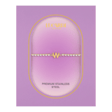 Stainless steel goldplated fantasiearmband met letterhanger W met zirkonia voor dames