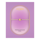 Stainless steel goldplated fantasiearmband met letterhanger X met zirkonia voor dames