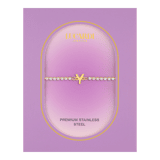 Stainless steel goldplated fantasiearmband met letterhanger Y met zirkonia voor dames