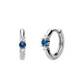 Zilveren oorringen met zirkonia blauw/wit