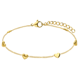 Stainless steel goldplated fantasiearmband met 6hart voor dames