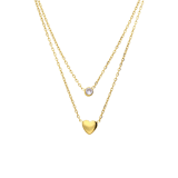 Stainless steel goldplated ketting met hanger hart met zirkonia voor dames