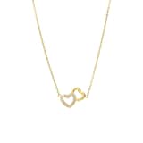 Stainless steel goldplated ketting met hanger hart met zirkonia voor dames