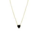 Zilveren goldplated ketting met hanger hart met black agate voor dames