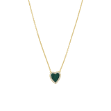 Zilveren goldplated ketting met hanger hart met malachiet voor dames