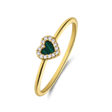 Zilveren goldplated ring met malachiet voor dames