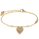 Guess stainless steel goldplated fantasiearmband met hanger hart met kristal voor dames