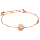 Guess stainless steel roséplated fantasiearmband met hanger hart met kristal voor dames