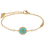 Guess stainless steel goldplated fantasiearmband met hanger met kristal voor dames
