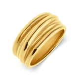 Stainless steel goldplated ring met ribbels smal
