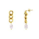 Camille stainless steel goldplated oorhangers gourmet met parel voor dames