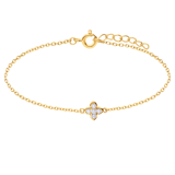 Zilveren goldplated armband bloem met zirkonia voor dames