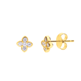 Zilveren goldplated oorknoppen bloem met zirkonia voor dames
