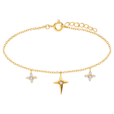 Armband aus 925er Silber, vergoldet, mit Anhängern in Sternform, Zirkonia