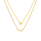Myla stainless steel goldplated ketting met een hartje en love voor dames