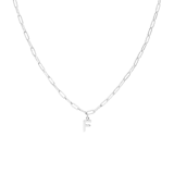 Halskette aus Edelstahl, Closed-Forever-Glied, mit Buchstabe „F“