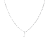 Halskette aus Edelstahl, Closed-Forever-Glied, mit Buchstabe „J“