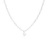 Halskette aus Edelstahl, Closed-Forever-Glied, mit Buchstabe „V“