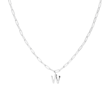 Halskette aus Edelstahl, Closed-Forever-Glied, mit Buchstabe „W“