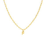 Stainless steel goldplated ketting met hanger letter F voor dames