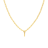 Halskette aus Edelstahl, vergoldet, Closed-Forever-Glied, Buchstabe „I“