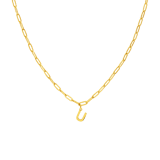 Halskette aus Edelstahl, vergoldet, Closed-Forever-Glied, Buchstabe „U“