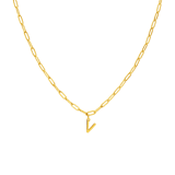 Halskette aus Edelstahl, vergoldet, Closed-Forever-Glied, Buchstabe „V“