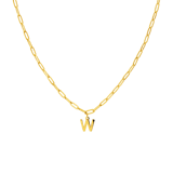 Halskette aus Edelstahl, vergoldet, Closed-Forever-Glied, Buchstabe „W“