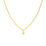 Halskette aus Edelstahl, vergoldet, Closed-Forever-Glied, Buchstabe „X“