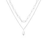 Myla stainless steel ketting dubbel closed forever met parel voor dames