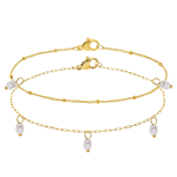 Stainless steel goldplated armbandenset met parel