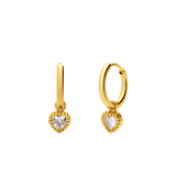 Myla stainless steel goldplated oorringhangers hart met zirkonia voor dames