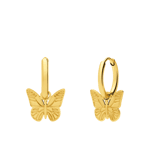 Stainless steel goldplated oorringen met hanger vlinder voor dames