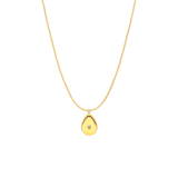 Stainless steel goldplated ketting met hanger druppel met zirkonia voor dames