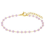 Stainless steel goldplated fantasiearmband met rozenkwarts voor dames