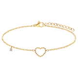 Stainless steel goldplated fantasiearmband met open hart voor dames