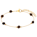 Stainless steel goldplated fantasiearmband met natuursteen voor dames