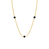 Stainless steel goldplated ketting met hanger zwart agaat voor dames