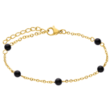 Stainless steel goldplated armband gemstone Black Agate