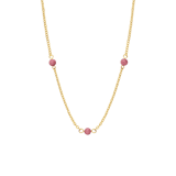 Stainless steel goldplated ketting met hanger rhodoniet voor dames