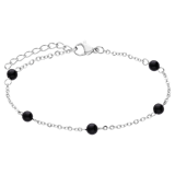 Stainless steel armband gemstone Black Agate