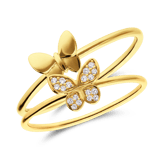 Zilveren goldplated ringen set vlinder zirkonia