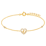 Zilveren goldplated armband hart en zirkonia voor dames