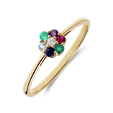 Ring, 585 Gold, Blume, Diamant (0,025 ct)