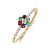 14 Karaat gouden ring bloem diamanten(0,075ct)