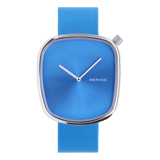 Bering horloge met stoffen band blauw 18040-308